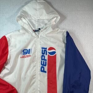 Pepsi Cola Wind Breaker Women's Large Jacket Zip Up Retro Logo Color Block Y2K